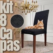 Kit 8 Capas de Cadeira Linha Gold Anti Gato Portuguesa - Preto