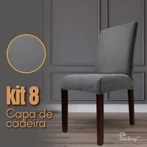 Kit 8 Capas de Cadeira Linha Premium Suede - Cinza Kit 8 Capas de Cadeira Linha Premium Suede - Cinza
