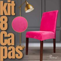 Kit 8 Capas de Cadeira Linha Premium Suede - Rosa Pink