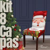 Kit 8 Capas de Cadeira Natalina Face Noel - Vermelho Kit 8 Capas de Cadeira Natalina Face Noel - Vermelho