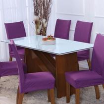 Kit 8 Capas Para Cadeira De Jantar Elástica Malha Gel - Uva