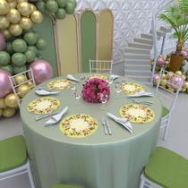 Kit 8 Capas Sousplats Redondo Decoração 30x30 Cm Floral Amarelo- IMPAKTO VISUAL