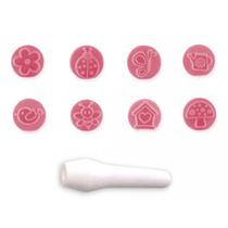 Kit 8 Carimbos para Doces Jardim Encantado Rosa Bb Bluestar