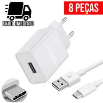 Kit 8 Carregador Celular Tipo C USB Cabo Super Rapido 3.6A