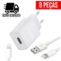 Kit 8 Carregador Celular Turbo Tipo IP USB Cabo Super Rapido 5.0A