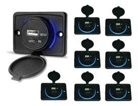Kit 8 Carregador de Celular Automotivo 1 USB + 1 USB Power C/ Moldura - RS-1113U BR