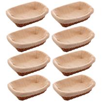 Kit 8 Cestas Porta Pão 24,5x17cm Lyor Plástico Rattan Tecido Mesa Posta Hotel Kit 8 Cestas Porta Pão 24,5x17cm Lyor Plástico Rattan Tecido Mesa Posta Hotel