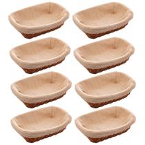 Kit 8 Cestas Porta Pão 24,5x17cm Lyor Plástico Rattan Tecido Mesa Posta Hotel Kit 8 Cestas Porta Pão 24,5x17cm Lyor Plástico Rattan Tecido Mesa Posta Hotel
