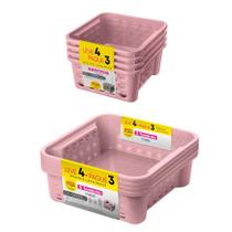 Kit 8 Cestinhas organizadoras cesto rosa empilhável de gaveta quarto banheiro armário closet Sanremo