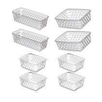 Kit 8 Cestinhas Organizadoras Comprido e Retangulares P e M Transparente