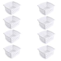 Kit 8 Cestinhos Empilháveis Multiuso Organizador Branco G