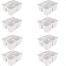 Kit 8 Cesto Cestinha Organizadora Multiuso Com Alça Branco