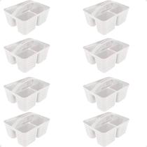 Kit 8 Cesto Cestinha Organizadora Multiuso Com alça Branco