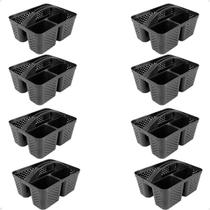 Kit 8 Cesto Cestinha Organizadora Multiuso Com Alça Preto