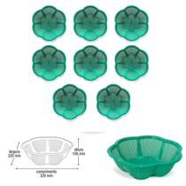 Kit 8 Cesto Fruteira De Centro de Mesa Cor Verde Plástico