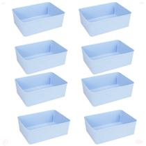 Kit 8 Cesto Multiuso Decorativo Azul 19x13,5x6,5Cm