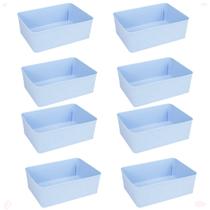 Kit 8 Cesto Multiuso Decorativo Azul 19x13,5x6,5Cm