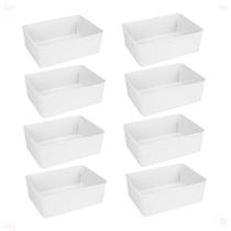Kit 8 Cesto Multiuso Decorativo Branco 19x13,5x6,5Cm