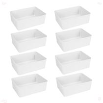 Kit 8 Cesto Multiuso Decorativo Branco 19X13,5X6,5Cm