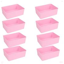 Kit 8 Cesto Multiuso Decorativo Rosa 19X13,5X6,5Cm