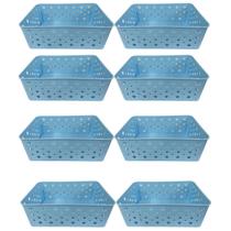 Kit 8 Cesto Multiuso Organizador Premium Azul 123Organizei