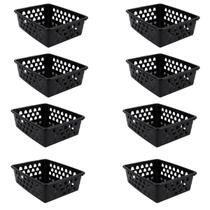 Kit 8 Cesto Organizador Médio Multiuso M Preto 0592 Uninjet