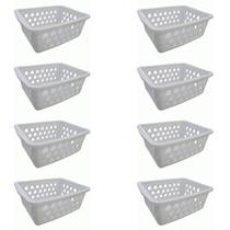 Kit 8 Cesto Organizador Multiuso Médio Branco 0593 Uninjet Kit 8 Cesto Organizador Multiuso Médio Branco 0593 Uninjet