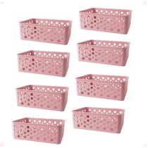 Kit 8 Cesto Organizador Multiuso P 19X13,8X6,5Cm Rose Kit 8 Cesto Organizador Multiuso P 19X13,8X6,5Cm Rose