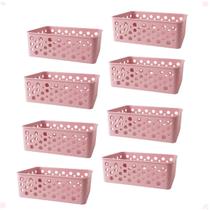 Kit 8 Cesto Organizador Multiuso P 19X13,8X6,5Cm Rose