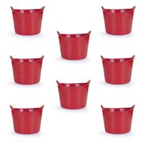 Kit 8 Cestos Balde Flexível C/Alça 15L Vermelho- Fersil