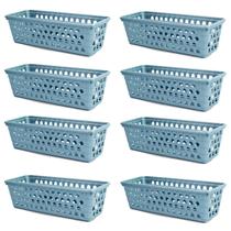 Kit 8 Cestos Multiuso Comprido Retangular Cinza 28x11x8 Cm 123Organizei
