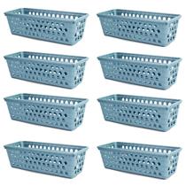 Kit 8 Cestos Multiuso Comprido Retangular Cinza 28x11x8 Cm 123Organizei