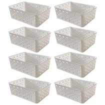 Kit 8 Cestos Multiuso Organizador Empilhável Gaveta 19x14x6 Kit 8 Cestos Multiuso Organizador Empilhável Gaveta 19x14x6