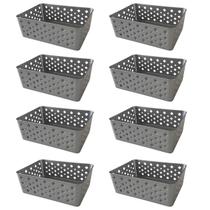 Kit 8 Cestos Multiuso Organizador Empilhável Gaveta 19x14x6