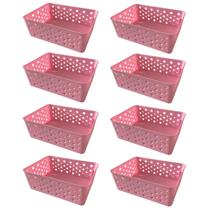 Kit 8 Cestos Multiuso Organizador Empilhável Gaveta 19x14x6