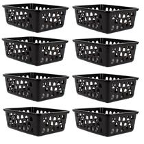 Kit 8 Cestos Multiuso Organizador Médio Preto 20x15,5x6,5Cm