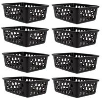 Kit 8 Cestos Multiuso Organizador Pequeno Preto 16x12x6Cm