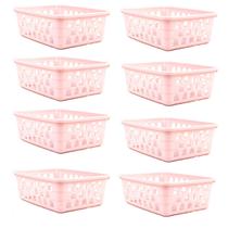 Kit 8 Cestos Multiuso Organizador Pequeno Rosa 16x12x6Cm
