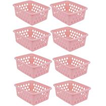 Kit 8 Cestos Multiuso Pequeno Rosa 12x6x16cm PP 1029 Uninjet Kit 8 Cestos Multiuso Pequeno Rosa 12x6x16cm PP 1029 Uninjet