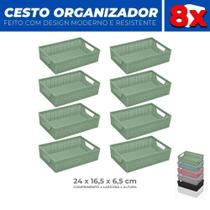 Kit 8 Cestos Organizador Multiuso Armário Lavanderia P 24x16