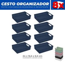 Kit 8 Cestos Organizador Multiuso Armário Lavanderia P 24x16