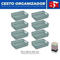 Kit 8 Cestos Organizador Multiuso Armário Lavanderia P 24x16