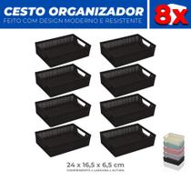 Kit 8 Cestos Organizador Multiuso Armário Lavanderia P 24x16