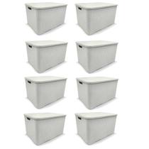 Kit 8 Cestos Organizador Rattan 20 Litros Branco Arqplast