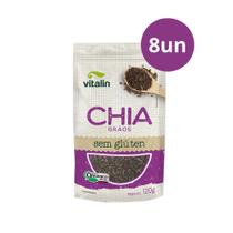 Kit 8 Chia Grãos Orgânica Vitalin 120g