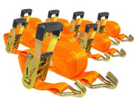 Kit 8 cintas para amarrar carga 50mm x 9 mts 4ton c/ catraca Kit 8 cintas para amarrar carga 50mm x 9 mts 4ton c/ catraca