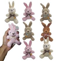 Kit 8 Coelhos de Pelúcia Páscoa Presente Decoração Enfeite