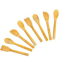 KIT 8 colheres e espátula de madeira pau bambu grande KIT 8 colheres e espátula de madeira pau bambu grande