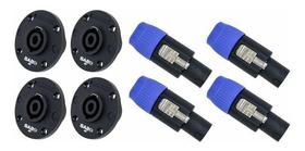 Kit 8 Conector Plug Speakon Sa2x 4 Polos Macho E Femea Pro