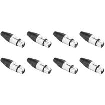 Kit 8 Conector Xlr Canon Fêmea 3 Pinos Metálico Profissional SCSF3 Seetronic